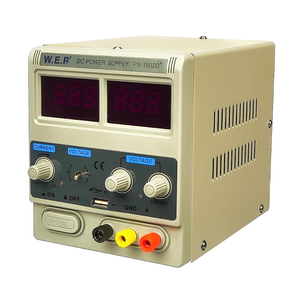 Блок живлення лабораторний WEP PS-1502D+ USB, 15V, 2A, цифрова індикація