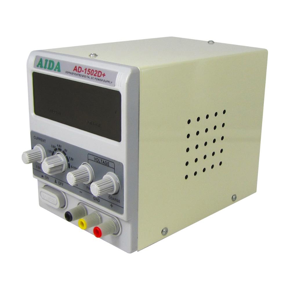 Блок живлення лабораторний Aida AD-1502D+, 15V, 2A, цифрова індикація, RF індикатор, автовідновлення після КЗ