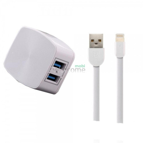 МЗП Remax RP-U215i 2.4A 2USB + кабель Lightning white