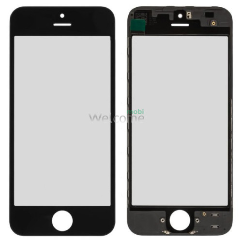 Скло корпусу iPhone 5S/iPhone SE з OCA-плівкою та рамкою black (оригінал)