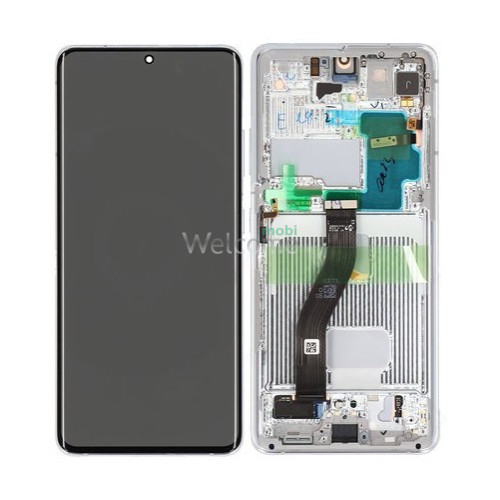 Дисплей Samsung SM-G998 Galaxy S21 Ultra в зборі з сенсором та рамкою Phantom Silver service orig