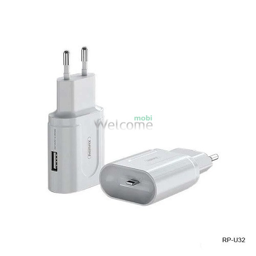 МЗП Remax RP-U32 Cole Series 2in1 1USB 2.1A + 8pin зарядний порт для AirPods 0.2A white