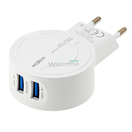 СЗУ Moxom MX-HC04 2.4A 2USB + кабель Type-C белый