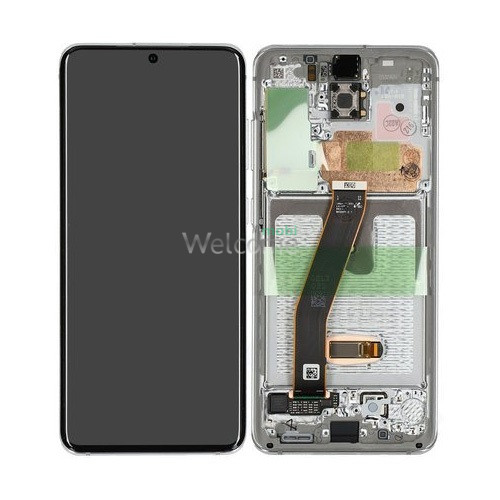 Дисплей Samsung SM-G980/G981 Galaxy S20 4G/5G в зборі з сенсором та рамкою Cloud White service orig