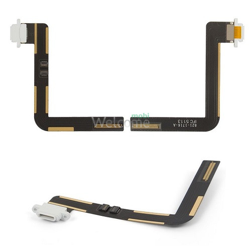 Шлейф iPad Air (iPad 5)/iPad 9.7 2017/iPad 9.7 2018 конектора зарядки, з компонентами, white (оригінал)
