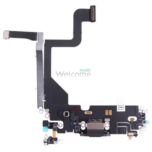 Шлейф iPhone 13 Pro з роз`ємом зарядки, аудіо та мікрофоном black (Original PRC)