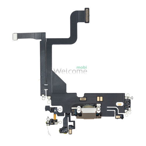 Шлейф iPhone 13 Pro з роз`ємом зарядки, аудіо та мікрофоном gold (Original PRC)
