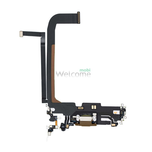 Шлейф iPhone 13 Pro Max з роз`ємом зарядки, аудіо та мікрофоном gold (Original PRC)