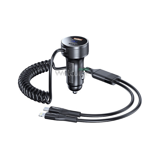 АЗП Remax RCC-336 Saga Series 1USB QC 22.5W+1 Type-C PD 30W + Combo-кабель 2в1 (Type-C 22.5W/Lightning 12W) black
