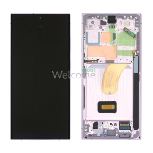 Дисплей Samsung SM-S918 Galaxy S23 Ultra 5G (2023) в зборі з сенсором та рамкою Lavender Light service orig