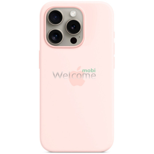 Silicone case for iPhone 15 Pro Max ( 6) light pink (закрытый низ)
