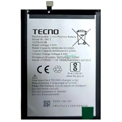 АКБ Tecno Spark 7 (KF6),Spark 7T (KF6P) (BL-58CT) (AAAA) без лого