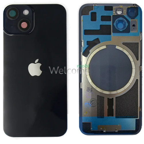 Задняя крышка (стекло) iPhone 14 midnight (оригинал завод) в сборе на рамке