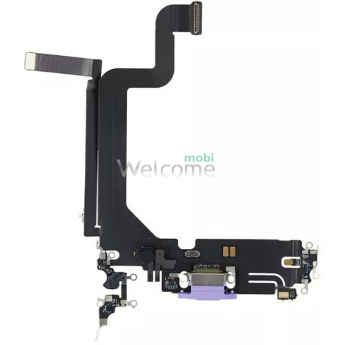 Шлейф iPhone 14 Pro Max з роз`ємом зарядки, аудіо та мікрофоном deep purple (Original PRC)