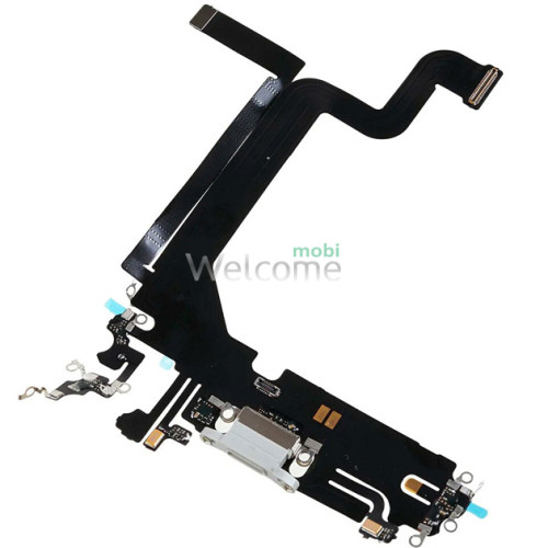 Шлейф iPhone 14 Pro Max з роз`ємом зарядки, аудіо та мікрофоном white (Original PRC)