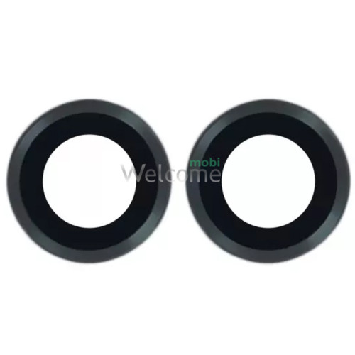 Скло камери iPhone 15/iPhone 15 Plus з рамкой black (комплект 2шт)