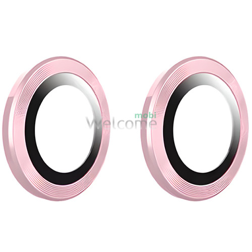Скло камери iPhone 15/iPhone 15 Plus з рамкой pink (комплект 2шт)