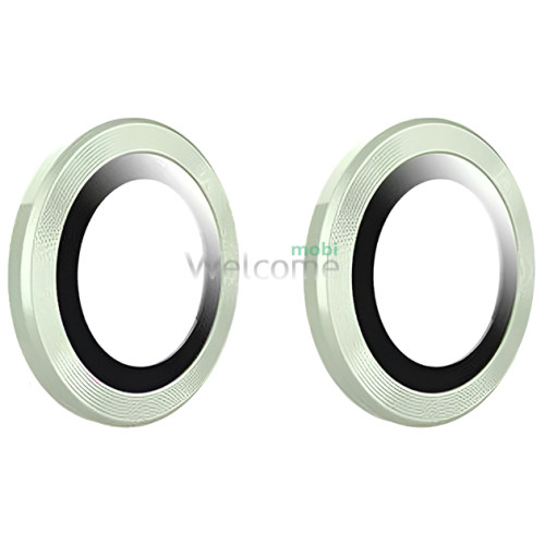 Скло камери iPhone 15/iPhone 15 Plus з рамкой green (комплект 2шт)