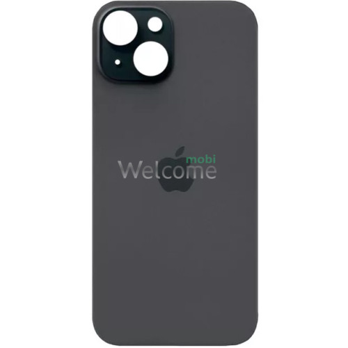 Задня кришка (скло) iPhone 15 black (big hole) (оригінал завод)
