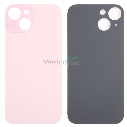 Задня кришка (скло) iPhone 15 pink (big hole) (оригінал завод)