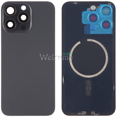 Задняя крышка (стекло) iPhone 15 Pro Max black titanium (оригинал завод) в сборе на рамке