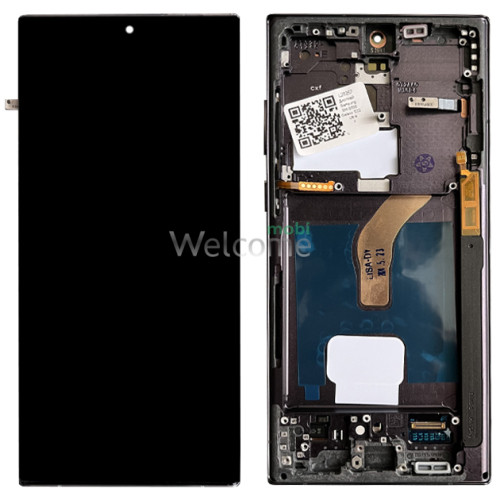 Дисплей Samsung SM-S908 Galaxy S22 Ultra (2022) в зборі з сенсором та рамкою Phantom Black (оригінал переклей)
