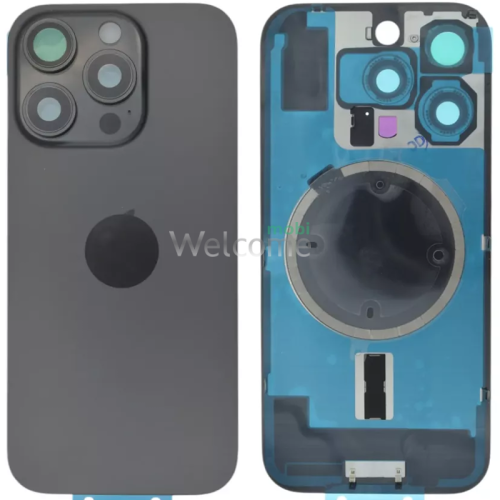 Задняя крышка (стекло) iPhone 16 Pro Max black titanium (оригинал завод) в сборе на рамке