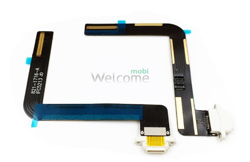 Шлейф iPad Air (iPad 5)/iPad 9.7 2017/iPad 9.7 2018 конектора зарядки, з компонентами, white