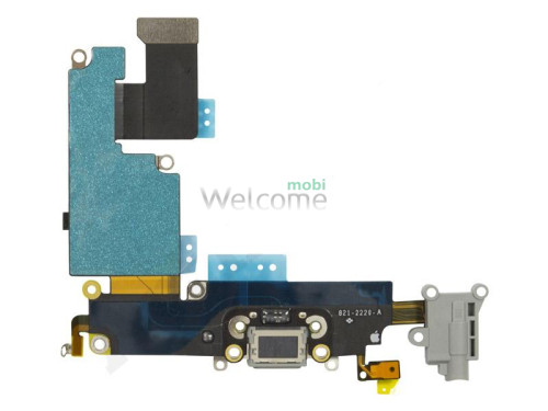 Шлейф iPhone 6 Plus с разъемом зарядки, аудио разъемом и микрофоном black