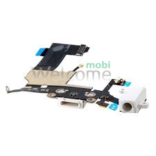 Шлейф iPhone 5S з роз`ємом зарядки, аудіо роз`ємом та мікрофоном white (оригінал)