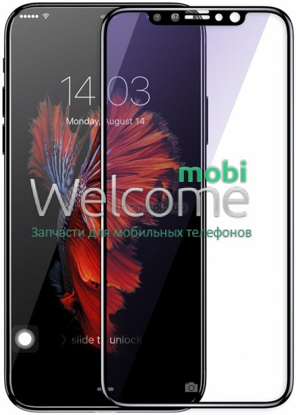 Скло iPhone X/XS/11 Pro 5.8 (0.3 мм, 5D/10D, чорне) ТОП без упаковки