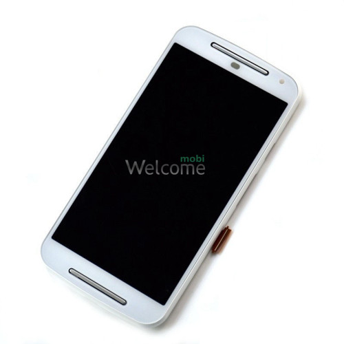 Дисплей Motorola XT1062 Moto G2/XT1063/XT1064/XT1068 в зборі з сенсором та рамкою white