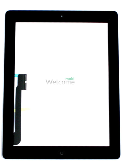 Сенсор iPad 3 зі шлейфом кнопки ввімкнення та кнопкою меню (home) black (оригінал)