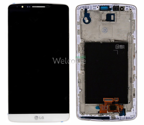 Дисплей LG D855/D858/D859 Optimus G3/D856/D850/D851/LS990 в зборі з сенсором та рамкою white 