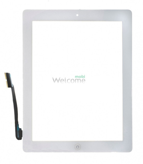 Сенсор iPad 3 зі шлейфом кнопки ввімкнення та кнопкою меню (home) white (high copy)