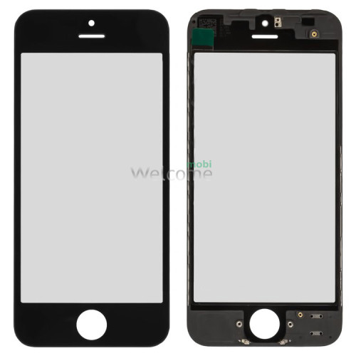 Скло корпусу iPhone 5 з OCA-плівкою та рамкою black