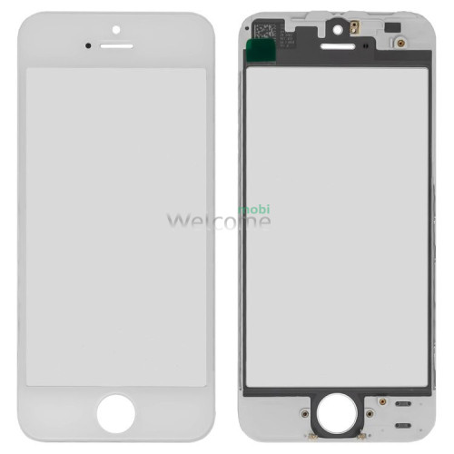 Скло корпусу iPhone 5 з OCA-плівкою та рамкою white